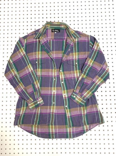 Nigel Cabourn, NIGEL CABOURN camicia a quadri in flanella viola anni 90 vintage rara uomo taglia 2