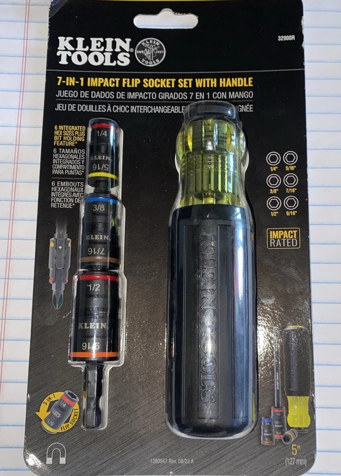 Klein Tools 32910 7-in-1 Impact Rated Flip Socket Set with Handle - Image 3 of 4