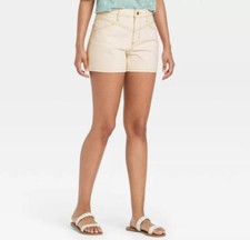 Women's High-Rise Midi Jean Shorts - Universal Thread Ecru Beige