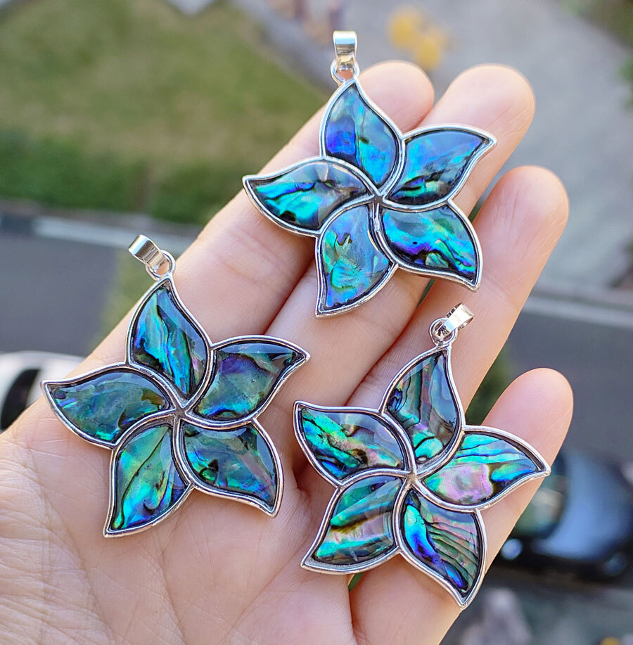 5pcs Natural Ablone shell  Pendants Chakra Reiki Healing Amulet