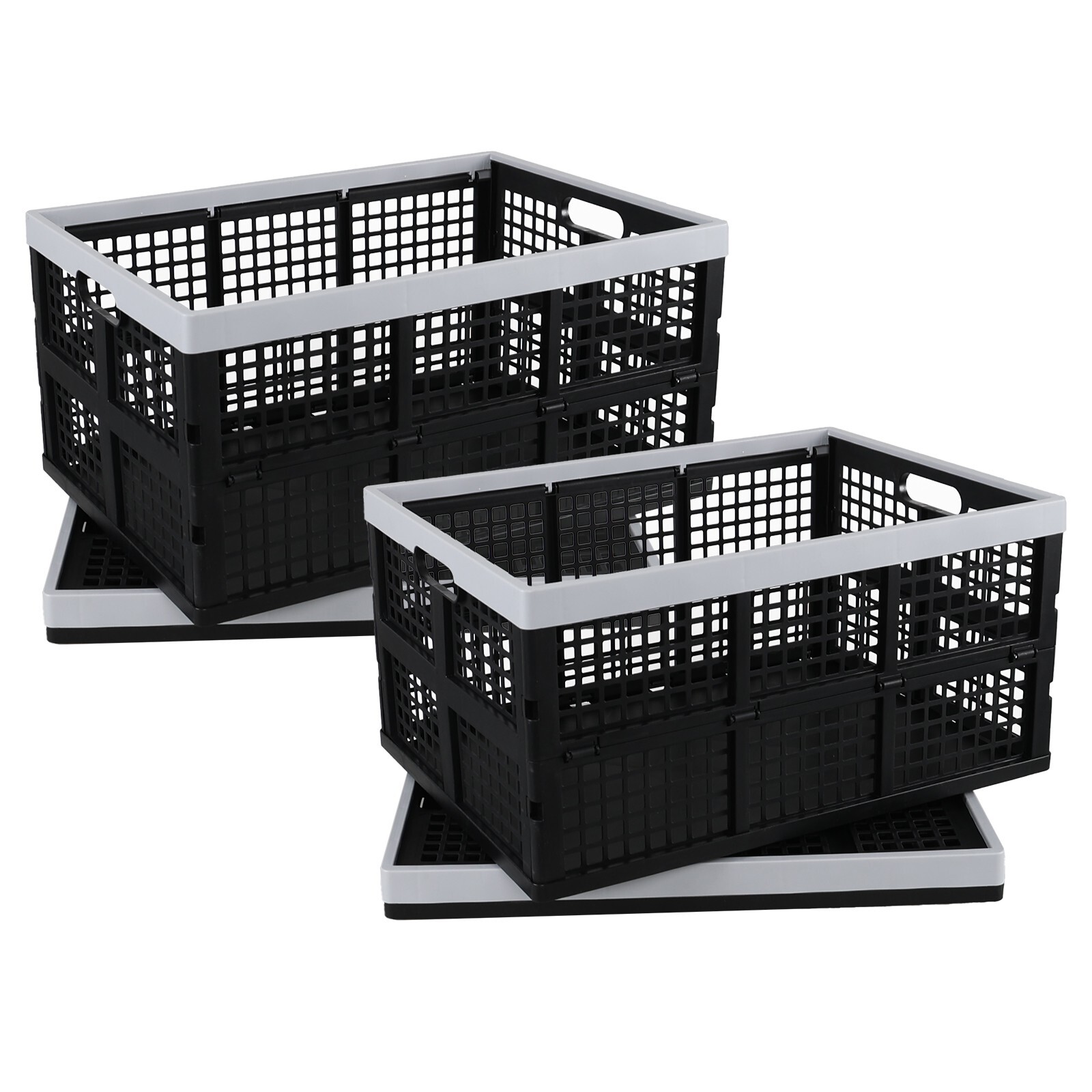 66 L Rectangular Storage Crate, Set of 4 Plastic Stackable Utility ...