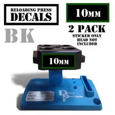 10mm Reloading Press Decals Ammo Labels Sticker 2 Pack BLK/GRN 1.95" x .87"