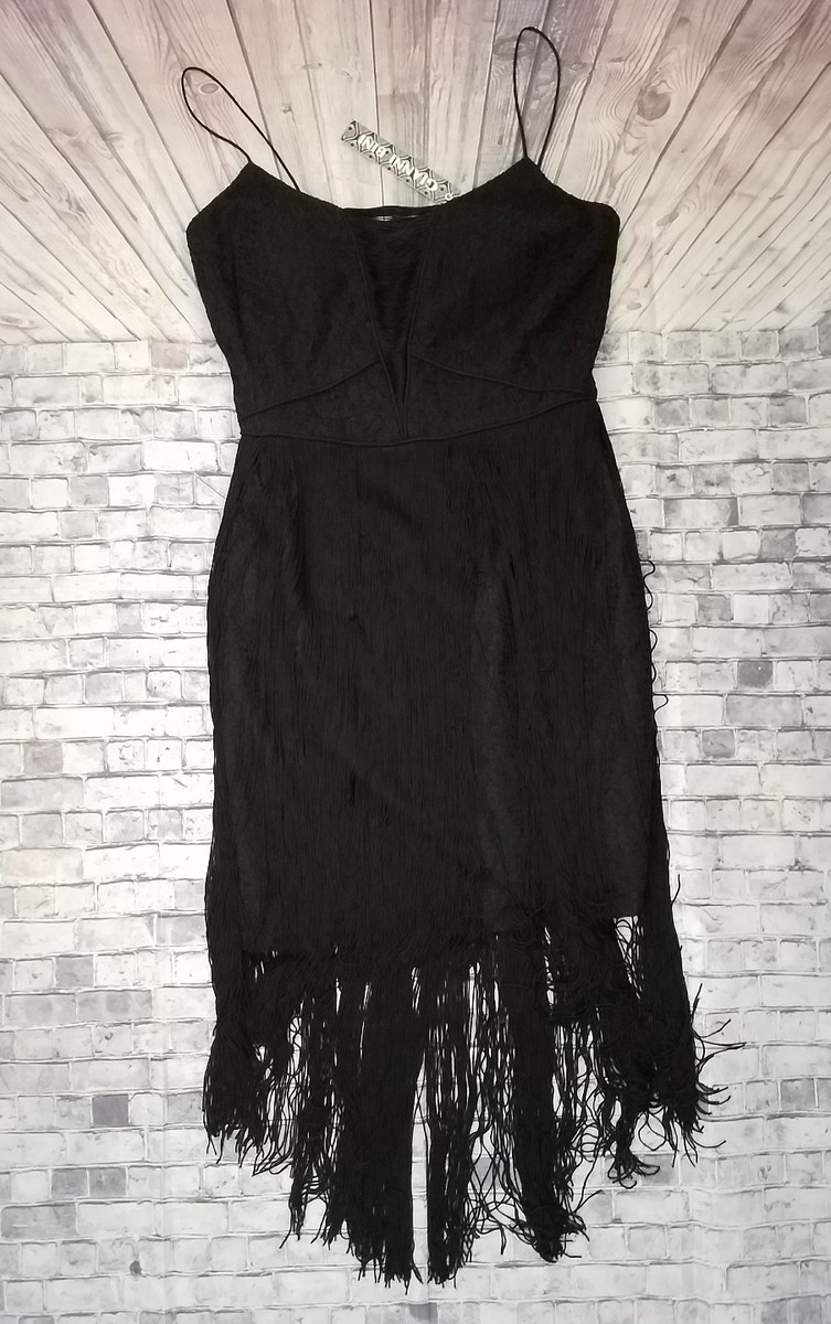 NWT Gianni Bini Black mini dress lace and fringe assymetrical -a4 NWT Gianni Bini Black mini dress lace and fringe assymetrical -a4