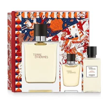 Terre D'Hermes Hermes Men 3 Pieces Set 3.3 oz & 0.42 oz EDT Spray & 1.35 oz A/S