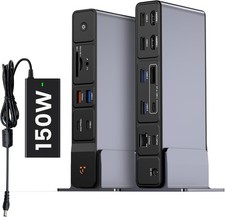 TobenONE USB C Docking Station 3 Monitors, 18-in-1 Triple 4K Display, 150W Power