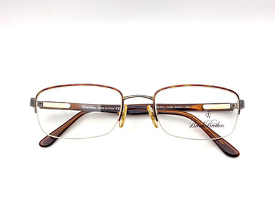 1990s Vintage Brooks Brothers Eyeglasses | Deep Silver Tortoiseshell Metal
