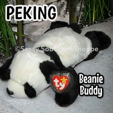 🐼 PEKING 🐼 1999 Ty Beanie Buddy Black & White PANDA BEAR Plush 14" Long *MWMT*
