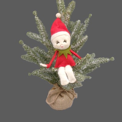 Vintage Snowbabies Pixie Elf Felted Flocked Ornament Red, Japan