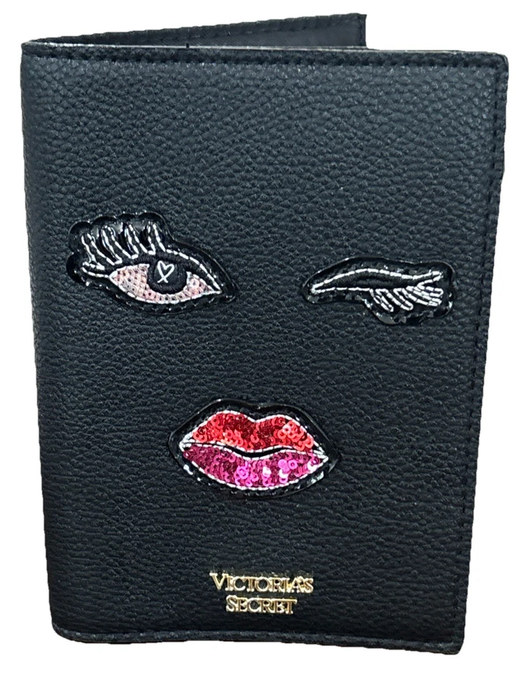 Tarjetero con tarjetero Victoria’s Secret logotipo VS labios y pestañas Foto 3 de 3