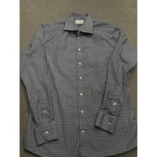 Eton Mens Slim Fit Geometric Tile Print Dress Shirt Blue White Size 41 16