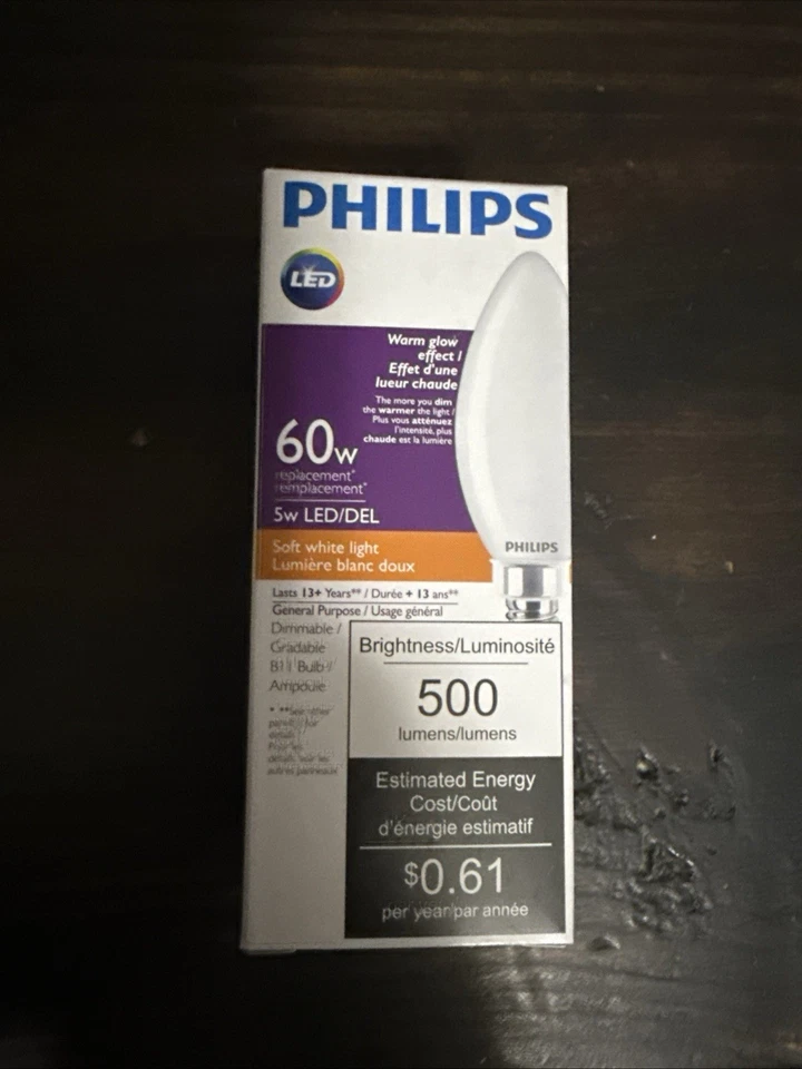 Philips 5B11 Candelabra LED Bulb – 5W B11 Soft White Dimmable - Image 2 of 2
