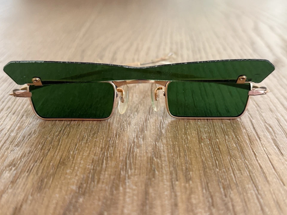 RARE Vintage Pat Boone Sunglasses (Green w/ Visor & Signed Mother of Pearl Case) - Image 3 of 4