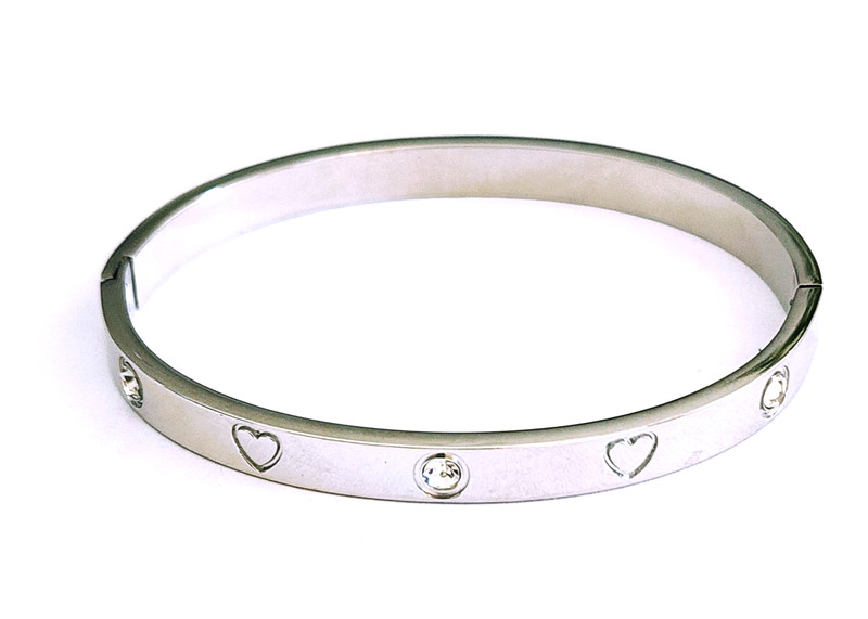 Vintage silver - tone bracelet with cubic zirconia 
