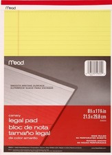 Mead Canary Legal Pad, 8.5 X 11.75 Inches, 50 Sheets 59604 