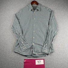 Express Fitted Shirt Large Teal Check Preppy Casual Button Up Long Sleeve Mens