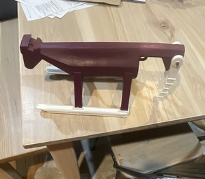 Aarikka Vintage Maroon & White Wooden Toy Airplane, Ages 4-7 & 8-11