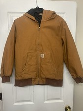 Carhartt Quilted Lined Hooded Full Zip Jacket Youth Size L 14-16 RN13706