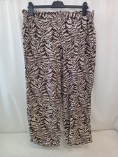 ❤️ Papaya Brown Cream Patterned Cropped Wide Leg Trousers Size 16 Vgc