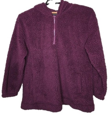Koolaburra by UGG Size Large Red Sherpa Hoodie 1/4 Zip Cozy Fuzzy Pockets Teddy