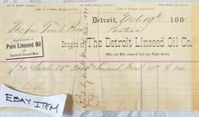 1881 BILLHEAD Detroit Michigam DETROIT LINSEED OIL CO. Pure oil