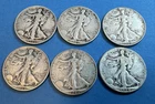 Lot of 6 Walking Liberty Half Dollars 50c – 90% Silver  Assorted – 1920s–1940s