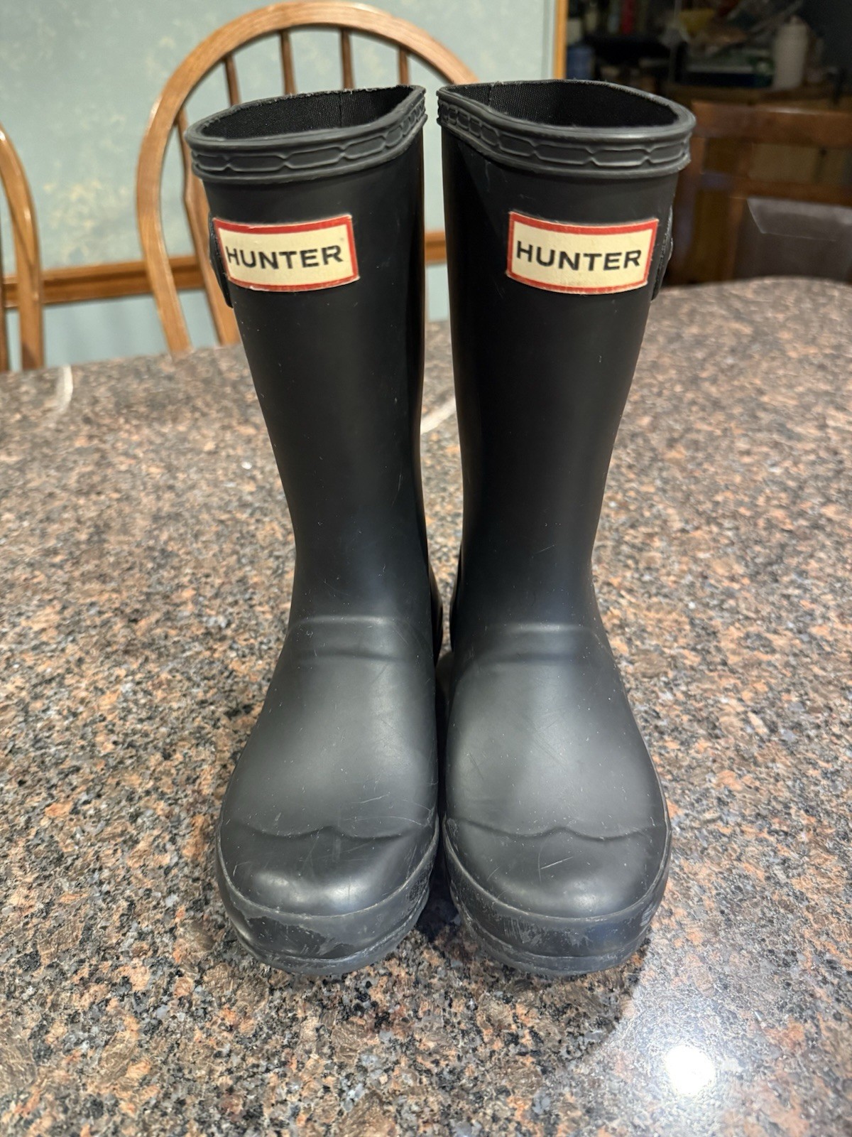 Hunter Kids Rain Boots Size US 13 UK 12 Black Waterproof Pull-On-image
