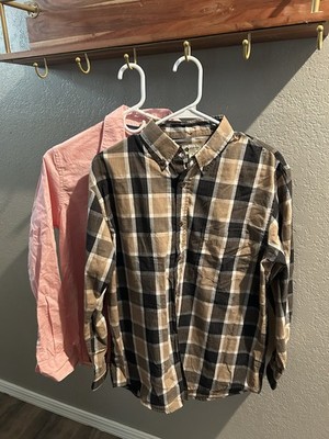 Haggar Plaid Brown & APT.9 Pink Men's Small Button-Up Long Sleeve Shirts Lot