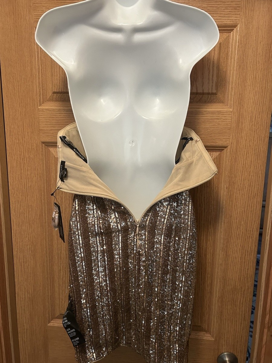 marciano dress Bianca Bustier Gold Sequins US /4. IT/ 40 | eBay