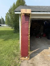 Vintage Paris Wood Wooden 94”~ 8’ Toboggan Snow Sled Rare w/Red Cushion