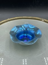 Vintage Steuben Carnival Blue Aurene & Calcite 3.5 Open Salt, Salt Dip VG