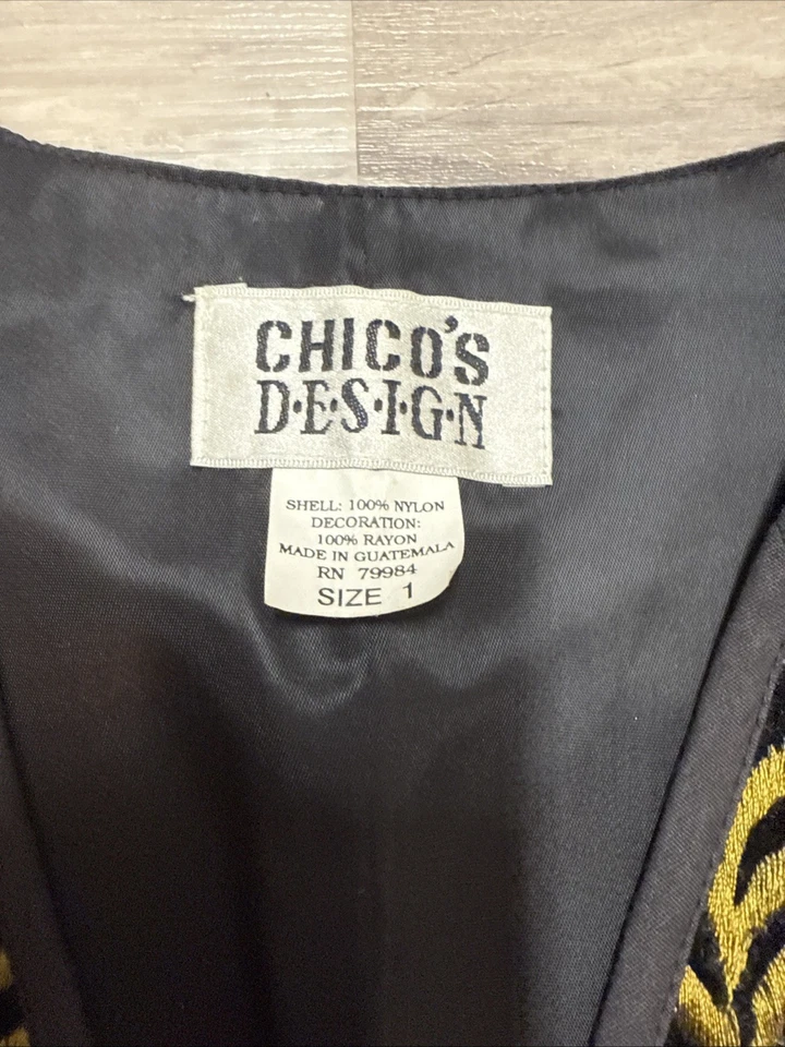 Vtg Chico's Design Vest  Floral Embroidered Velour Fall Colors Boho Hippy Flower - Image 2 of 4