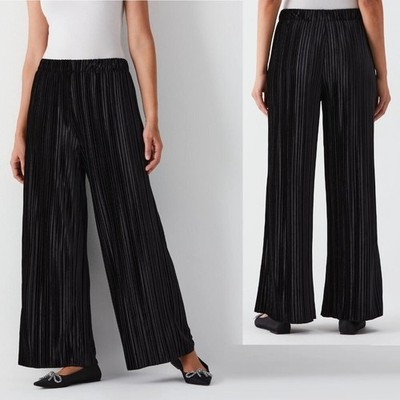 NWT New Rafaella Pleated Black Wide Leg Pants Size XL Petite