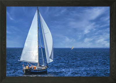 Sailboat on the Open Sea Framed Wall Art Poster Canvas Print Picture