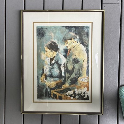 Signed Victor Konsens aka Viko Lithograph COUPLE 16 x 22 Framed Vintage COA