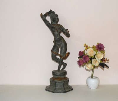 16'' Inch Meenakshi Devi Table Statue Brass Snake Goddess Sculpture Decor DL067