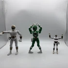 Lot Of 3 VTG 1993,95 Power Ranger 8"  and 5” Action Figures White green Silver