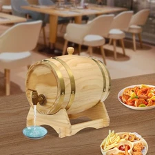 5L Wood Wine Barrel with Stand & Faucet For Hotel Bar Kitchen Whiskey and Wine