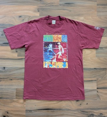 Vintage 90s Peugeot Tennis World Team Cup 1997 T-Shirt L Düsseldorf Jerzees