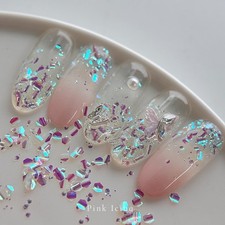 Bonnie B Pink Icing Nail Glitter Aurora Clear Ice Effect Chunky Mix Nail Art