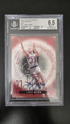 2014-15 LARRY BIRD SP AUTHENTIC AUTO RED AUTOGRAPH ON-CARD SP #3/3 BGS 8.5/10!