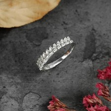 Baguette Shape D/VVS1 Diamond Engagement Band Bridal Ring 14K White Gold Finish