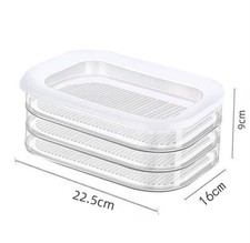 3 Layer Food Storage Box with 2 Strong Silicone Lids for Refrigerated Meats