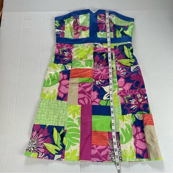 Lilly Pulitzer Strapless Patchwork Color Block Dr… - image 12