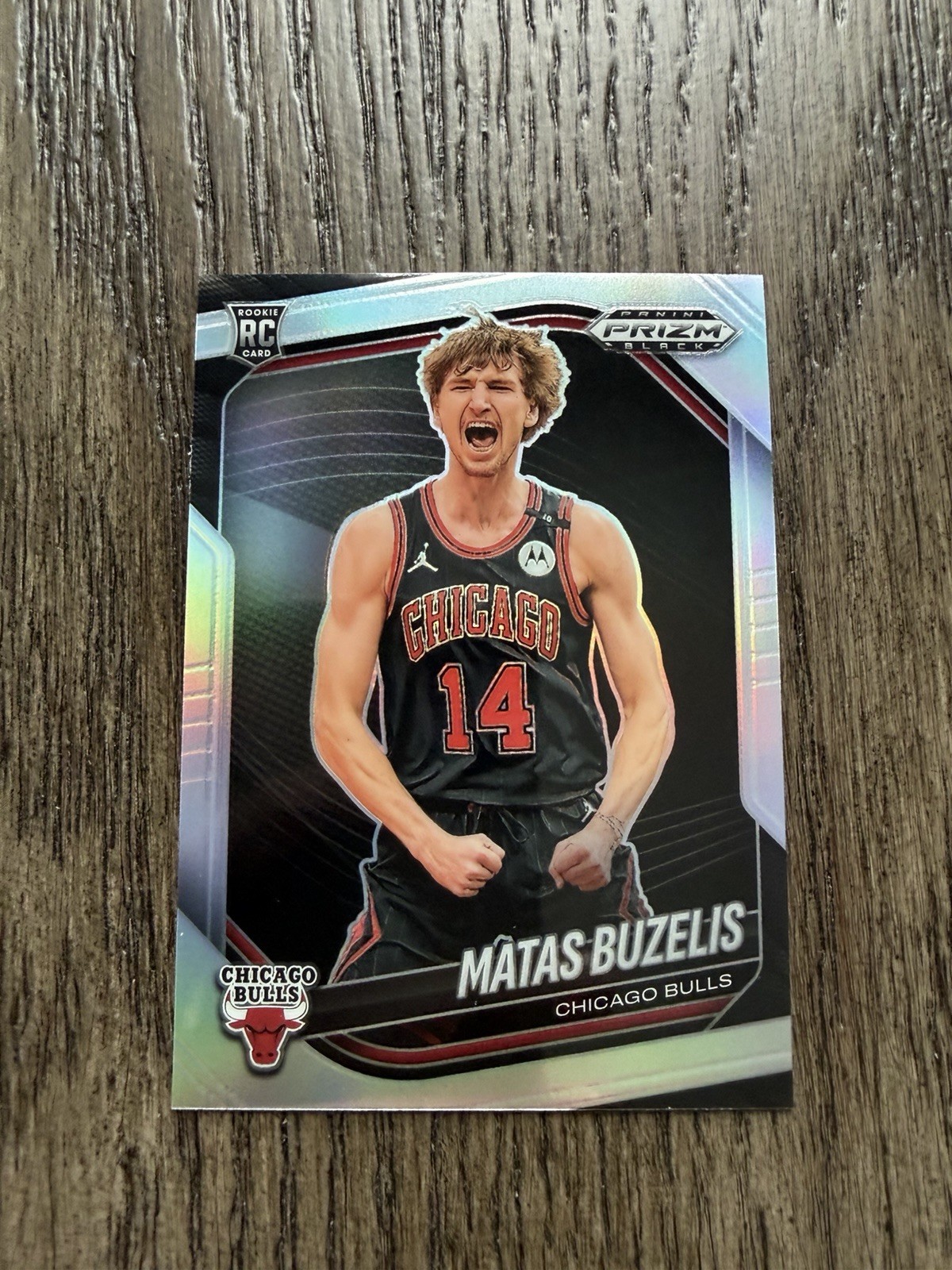 Matas Buzelis 2024-25 Panini Prizm Black Silver Prizm Rookie Chicago Bulls #41