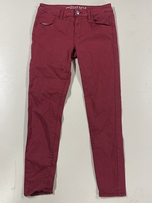 American Eagle Jeans Womens SZ 10 Regular Red Jegging Super Stretch AEO Sateen
