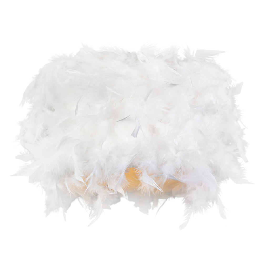 Modern Designer Real White Feather Drum Lamp Shade with Inner Cotton Lining b...