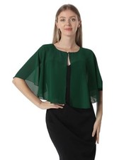 Chiffon Capelet Soft capes Shawls and Wraps for Evening Dress Dark Green