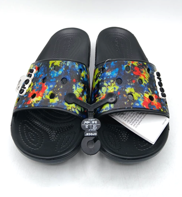 Crocs Classic Tiedye Graphic Slide Multi/Black US Men display picture 3