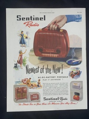 Magazine Ad* - 1948 - Sentinel Portable Radio - Evanston, IL