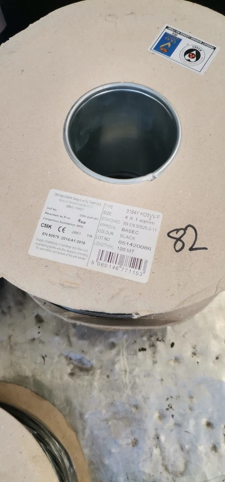 3184Y Black 4 Core  1mm PVC Flex Cable Round Wire 100m. - Image 2 of 2